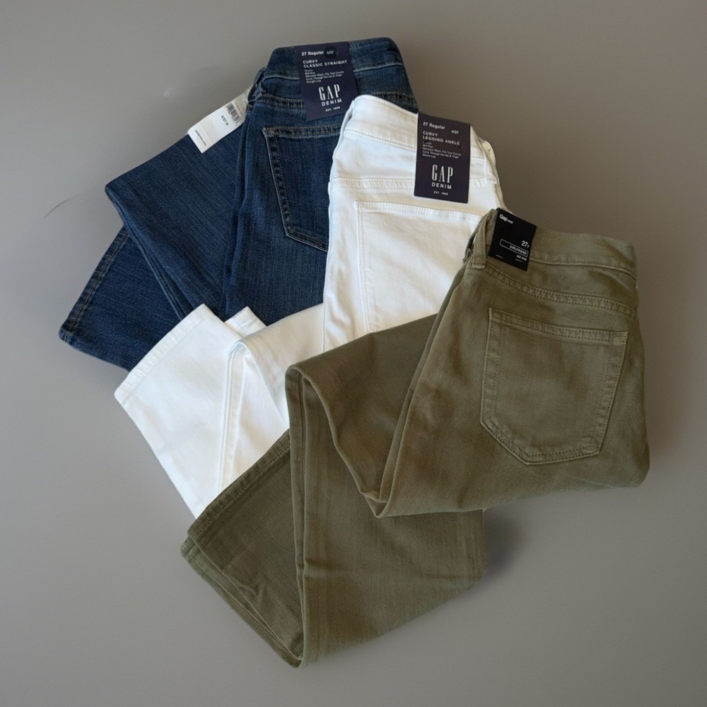 NWT - GAP Curvy Ankle, Curvy Classic, Girlfriend‎ Jeans LOT OF 3 Women's 27
